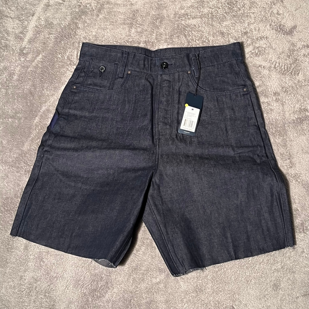 G-Star RAW Staq Boyfriend Denim Shorts | Dark Indigo Raw Denim | Size 27 | NWT